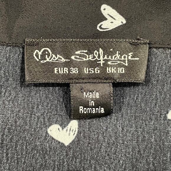 ASOS, Miss Selfridge Wrap Tie Skirt in Black W/Heart Print - Picture 6 of 8